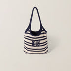 MIU MIU Ivy Crochet Tote Bag | 繆繆 草編袋 (藍白色) - LondonKelly 英國名牌代購