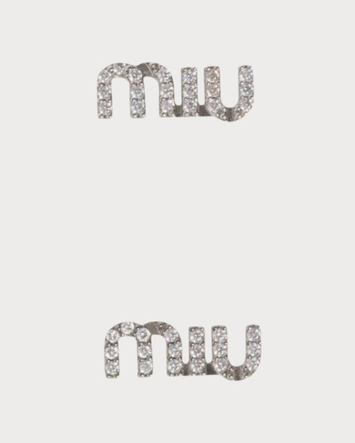 MIU MIU Metal earrings with crystals | 繆繆 耳環 (銀色) - LONDONKELLY 英國名牌代購
