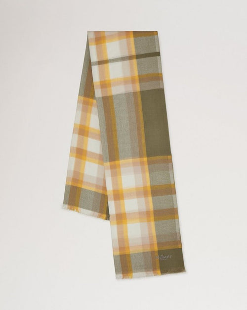 MULBERRY Mega Check Scarf | 頸巾 (黃綠色) - LondonKelly 英國名牌代購