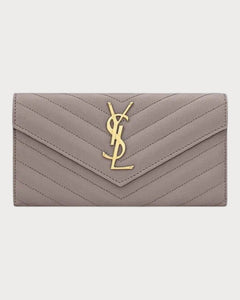 YSL Cassandre Matelasse LARGE Flap Grain Leather Wallet (Many Colours) - LONDONKELLY