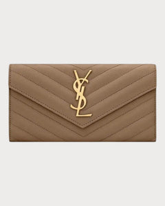 YSL Cassandre Matelasse LARGE Flap Grain Leather Wallet (Many Colours) - LONDONKELLY